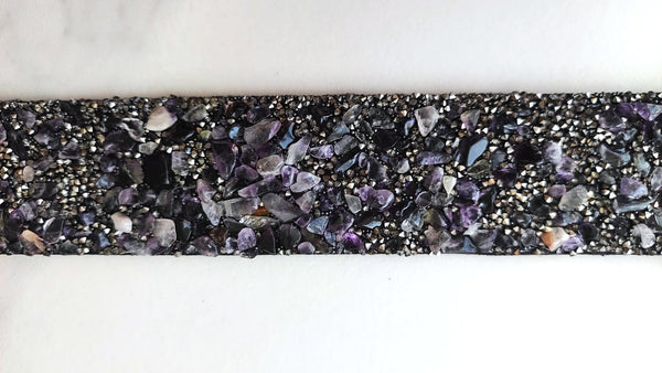 Pulsera Brazalete Ancha de Piedras Oscuras / Negras y Turquesa / Azul Marino