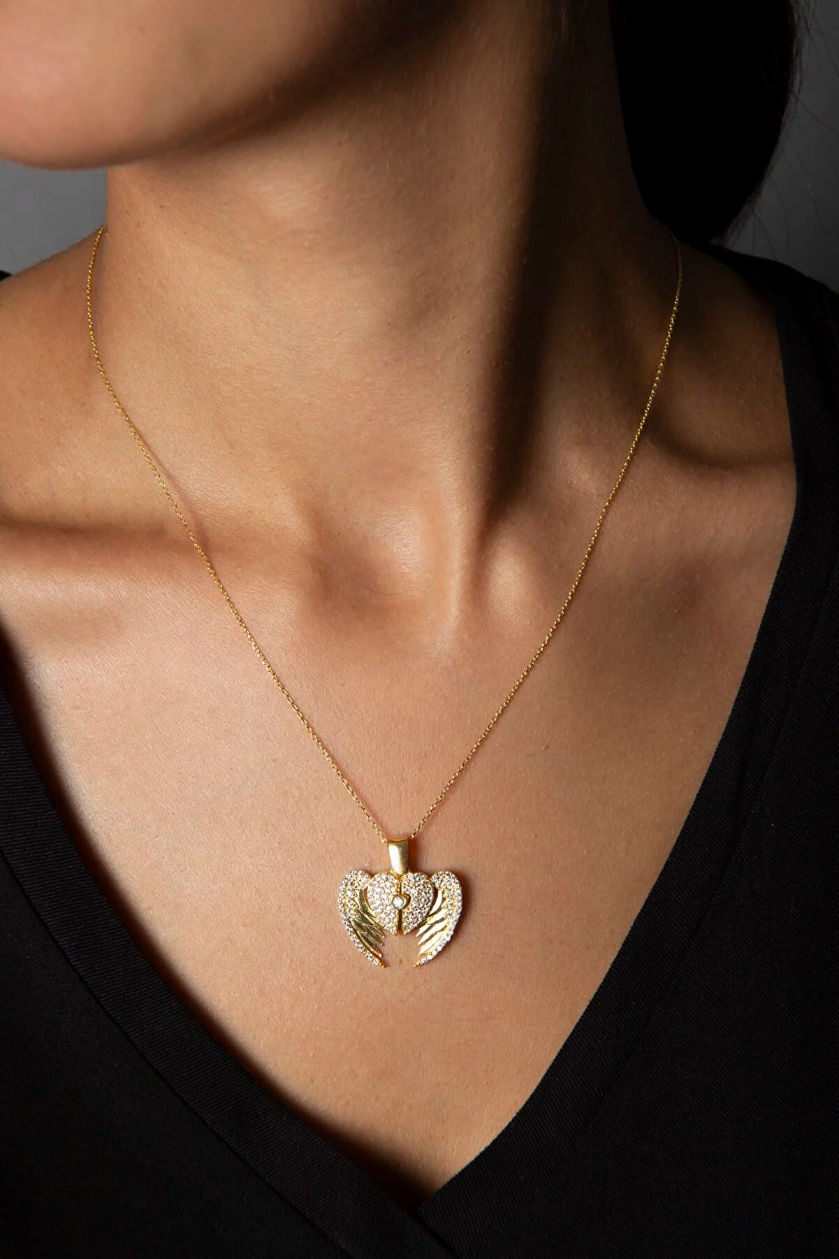 Hollywood love angel necklace