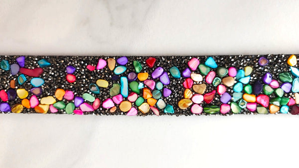 Pulsera Brazalete Ancha de Cristales Multicolor / Arcoíris