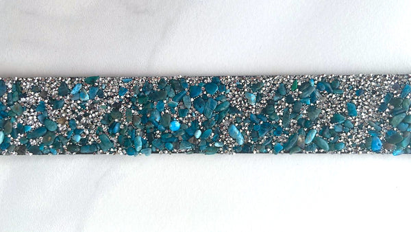 Pulsera Brazalete Ancha de Piedras Azules y Zafiro